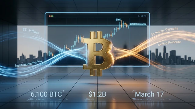 Bitcoin stockt bei 75.000 $ – ETF-Zuflüsse und Exchange-Druck stoßen aufeinander