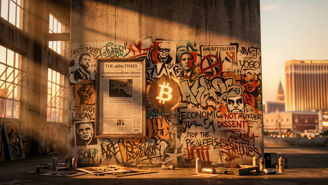 Street-Art-Veteran Mear One bringt jahrzehntelange antiautoritäre Protestkunst zur Bitcoin 2026 Exhibition